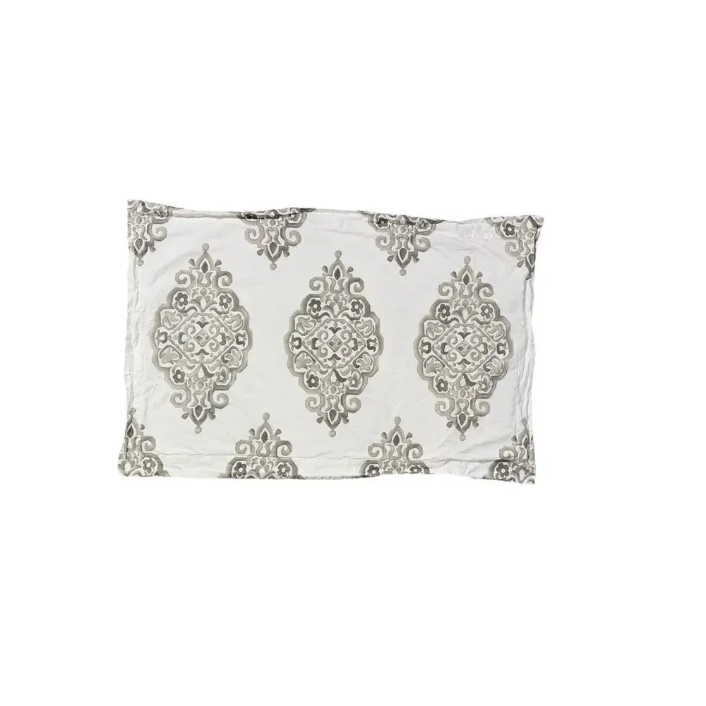 Pottery Barn Asher Medallion Duvet Cover Set King Shams Organic Cotton Gray 3 Pc - Picture 2 of 5